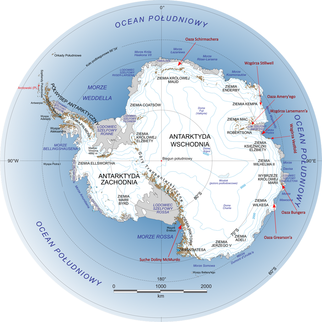 rys. 1 mapa antarktydy z zaznaczonymi najwiekszymi oazami wiki nasa