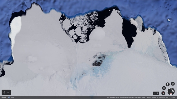 rys. 5 rysunek 5. obraz satelitarny przedstawiajacy otoczona lodowcami oaze bungera. google earth